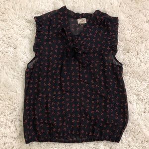 Navy and Red Bow Anchor Blouse - Large / L